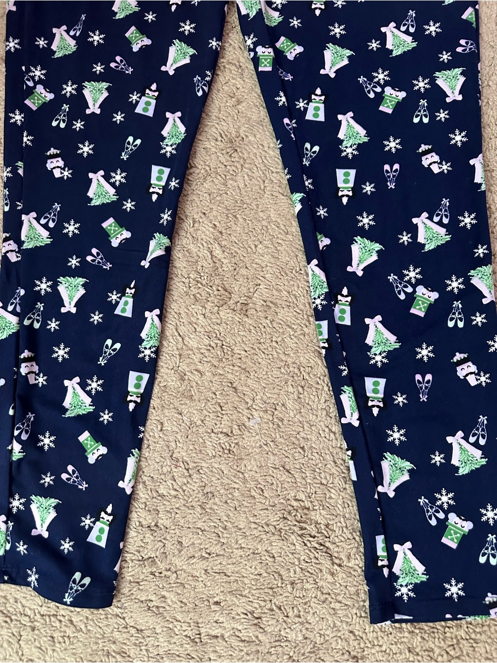 Rockin Around Navy Nutcracker Tree Holiday Leggings Size XL - Picture 2 of 5
